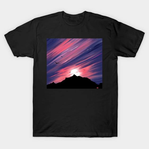 Mountains and the moon T-Shirt by HoussinGui